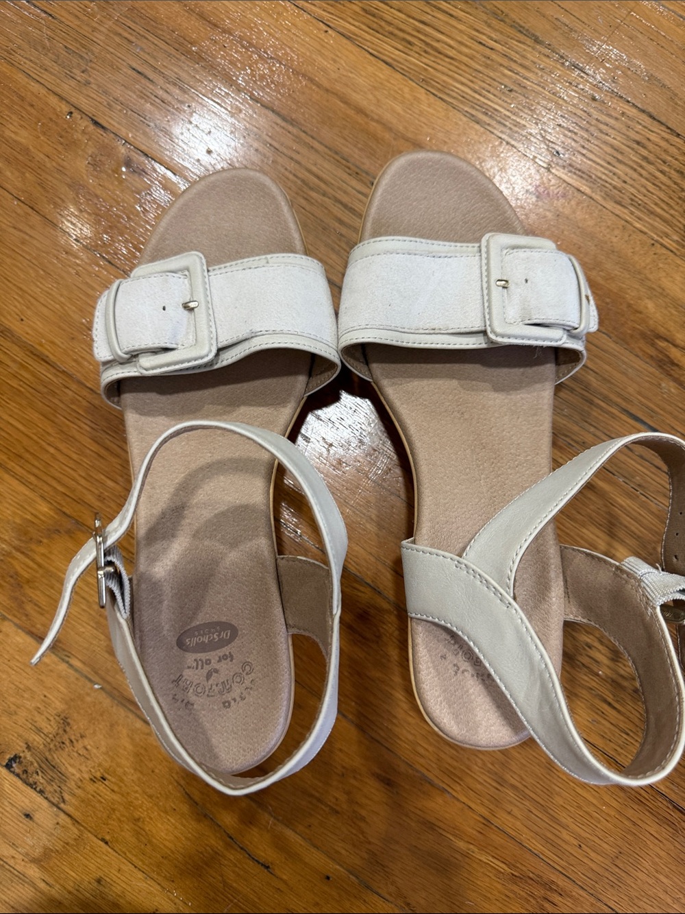 Dr. Scholl's Women's White Open-Toe Ankle Strap Sandals